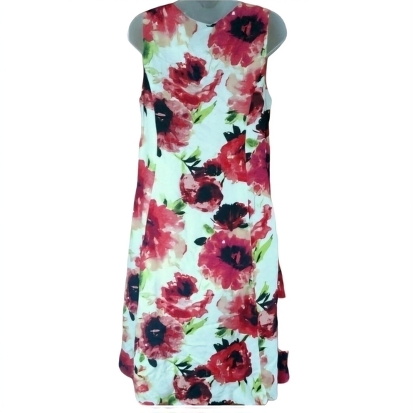 Context Abstract Floral Linen Blend Midi Dress - Picture 2 of 8